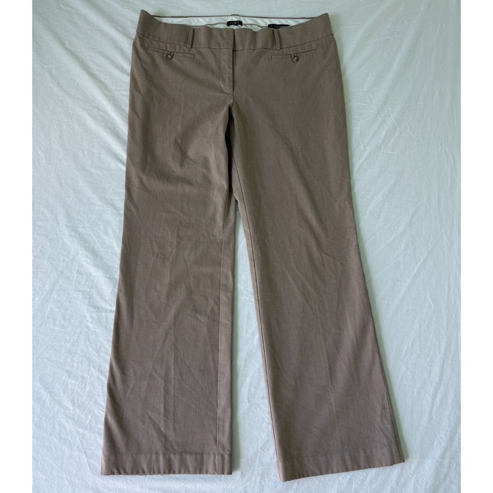 Ann Taylor Loft Womens Brown Flat Front Marisa Trouser Wide Leg Pants Size 16T